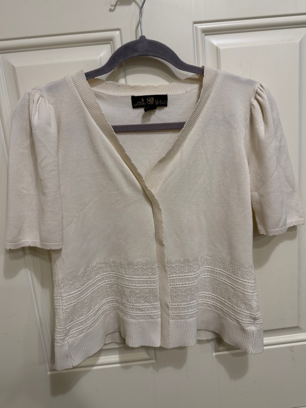 80 Park Cream Pointelle Knit Top